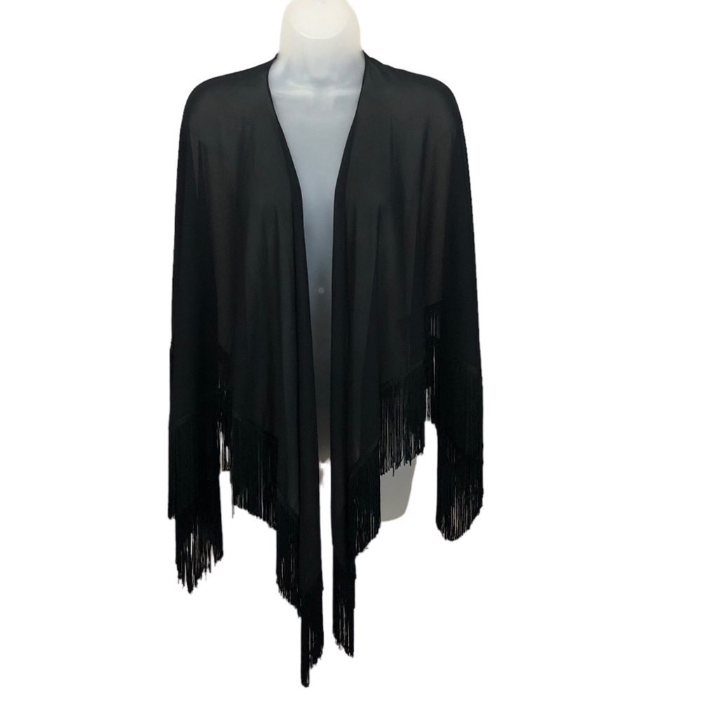 sheer black capelet shawl